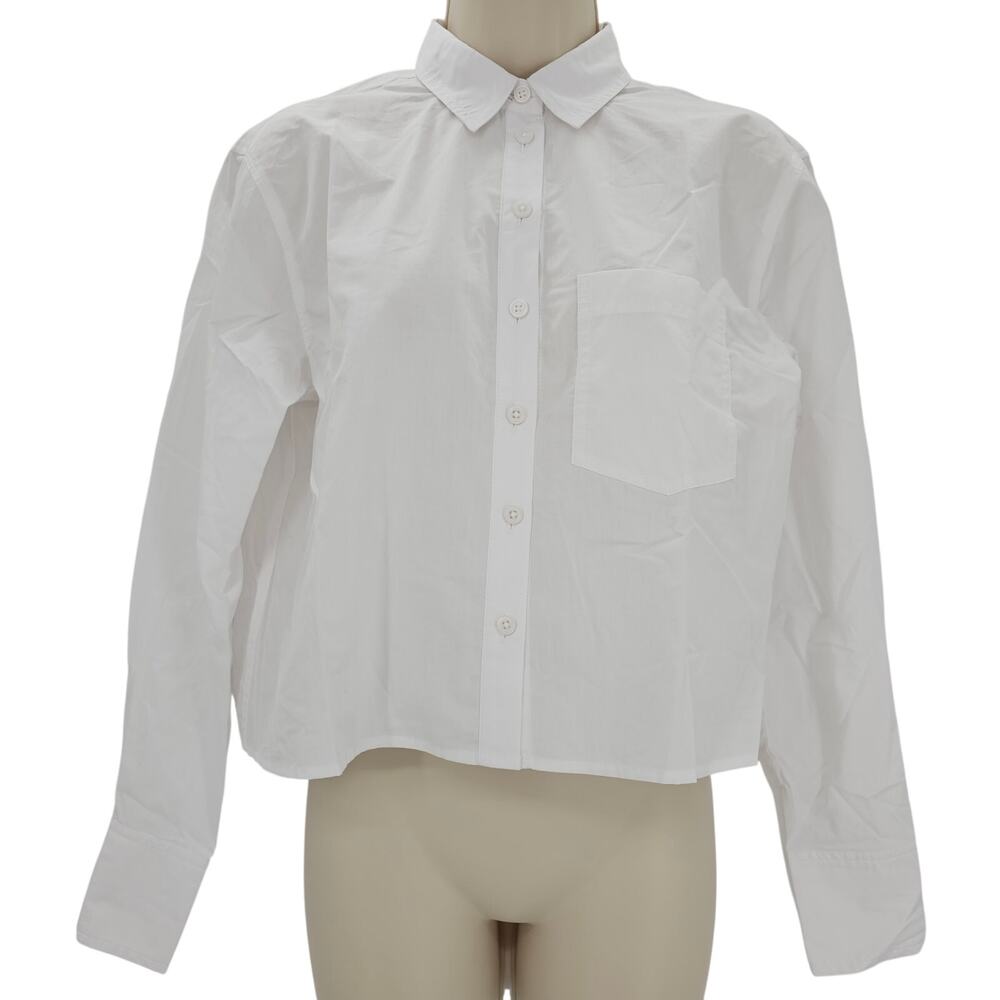 J. Crew Womans size 6 Cropped Button Up Cotton Dress Shirt White CD020 NEW